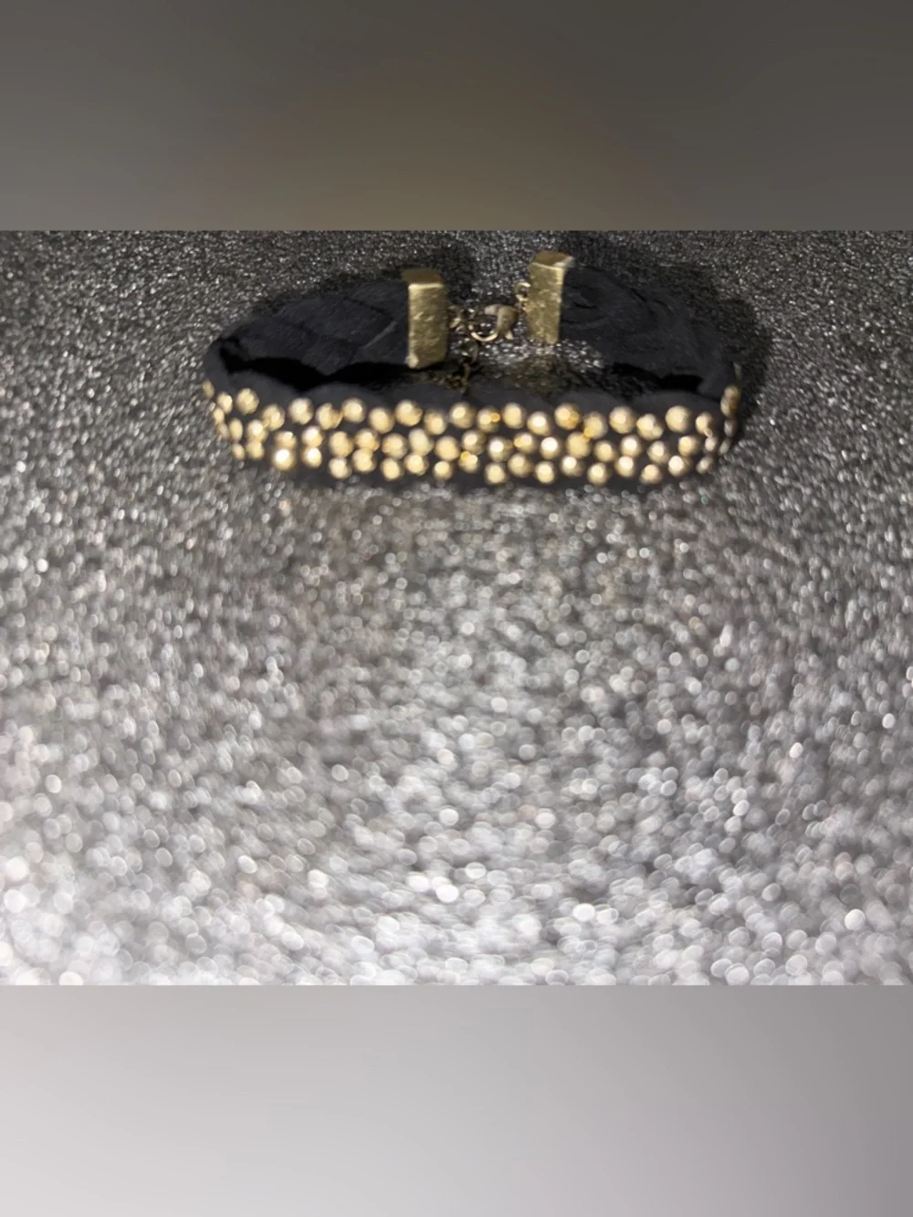 Black Braided Studded Gold Bracelet